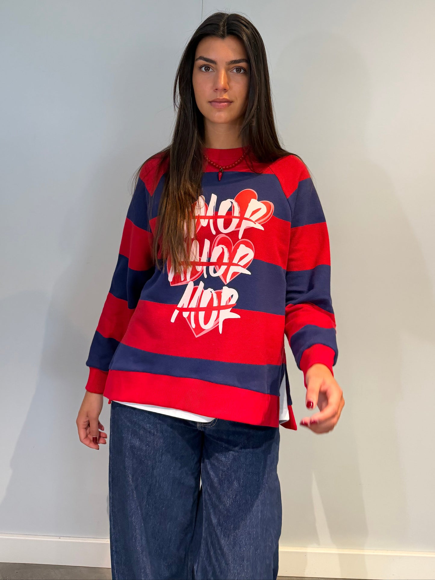 Sweat-shirt rayé amour mort