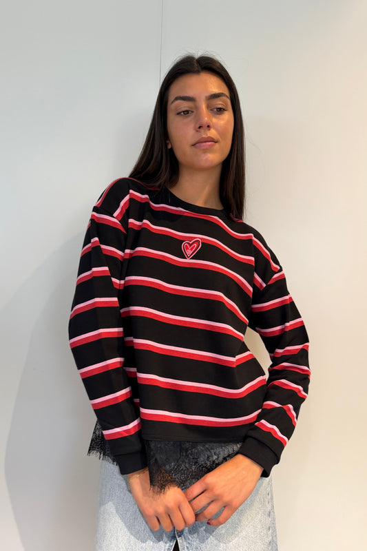 Sudadera Rayas Parche Encaje