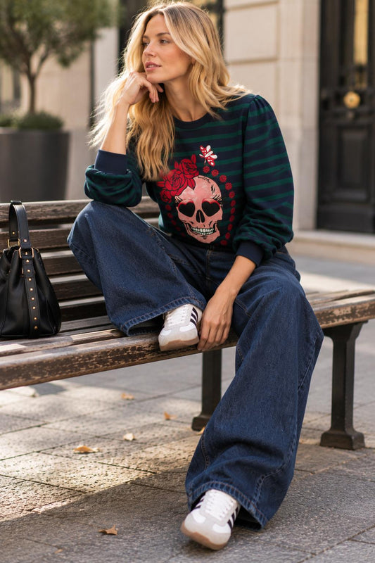 Sudadera Rayas Skull Expresiones
