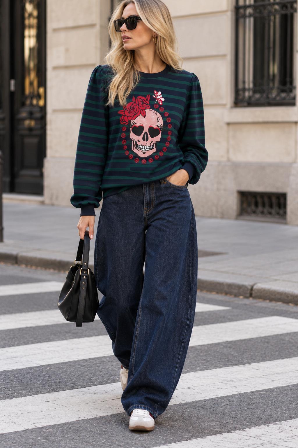 Sudadera Rayas Skull Expresiones