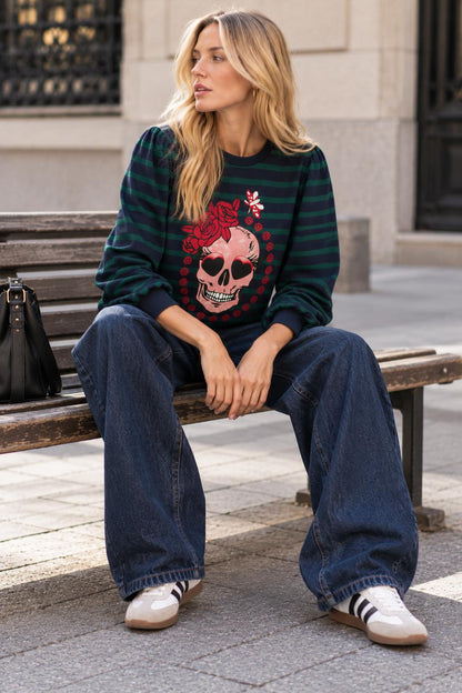 Sudadera Rayas Skull Expresiones
