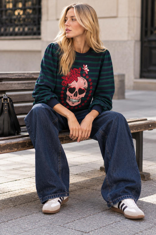 Sudadera Rayas Skull Expresiones