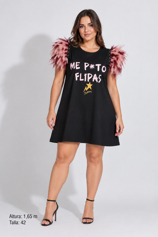 Robe Plumes Clous Flipas