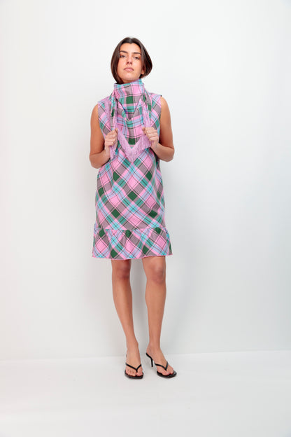 Vestido Sisa Cuadros Rosa