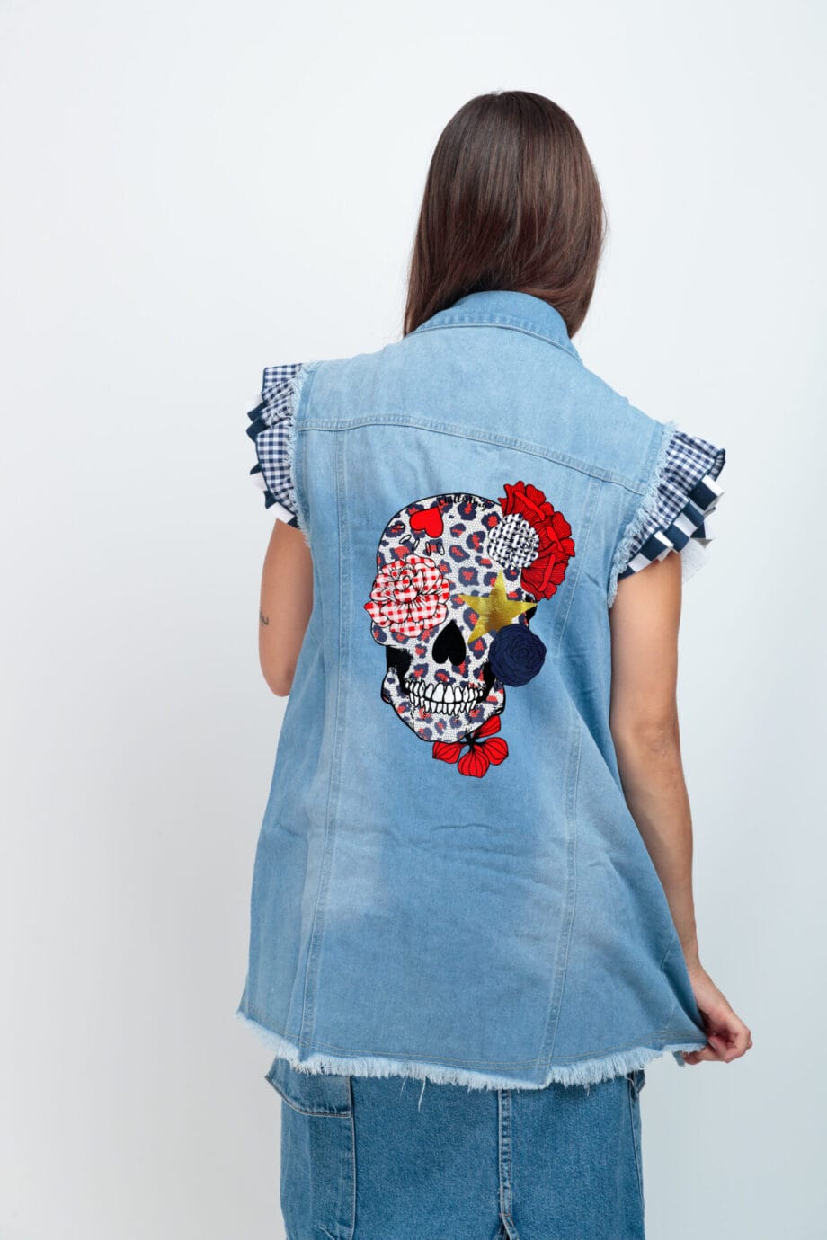 CHALECO VAQUERO SKULL FLORES