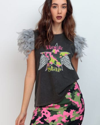 CAMISETA PLUMAS GRIS STAR REBEL