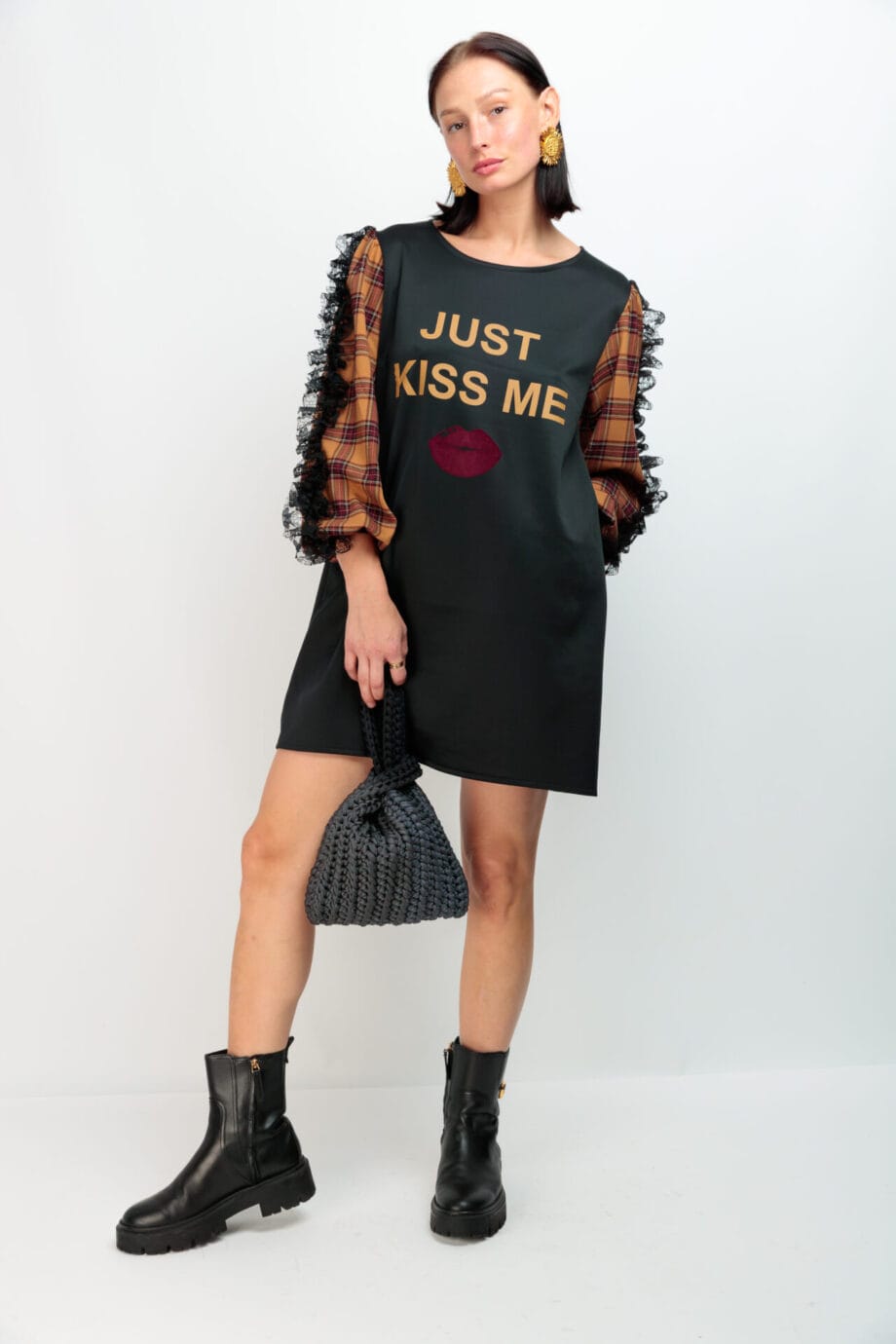 VESTIDO MANGA GLAM CELTA MOSTAZA KISSME