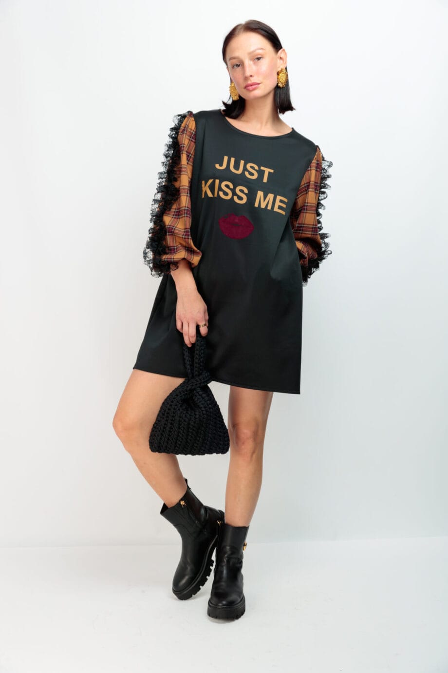 VESTIDO MANGA GLAM CELTA MOSTAZA KISSME