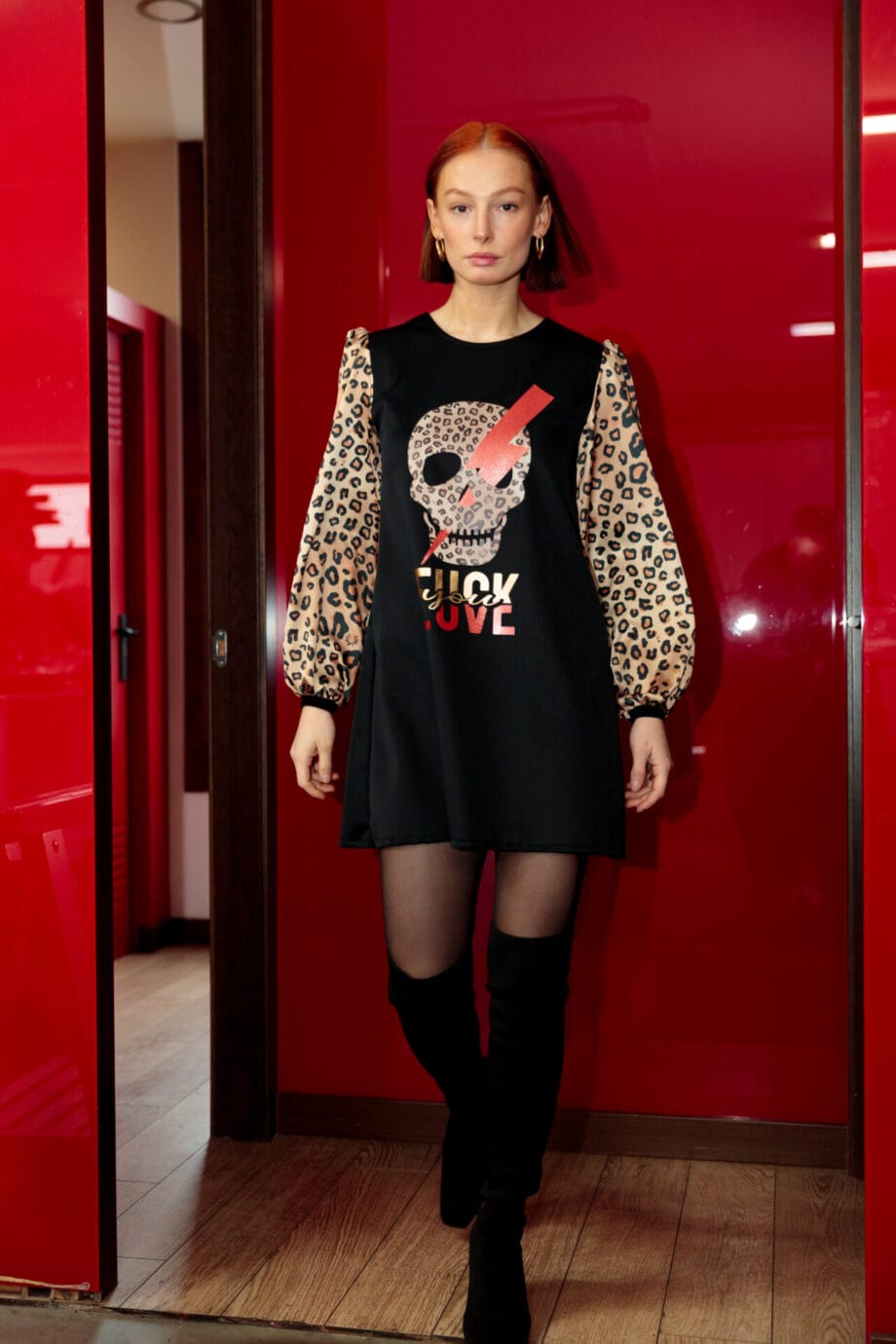 vestido leopard skull rayo