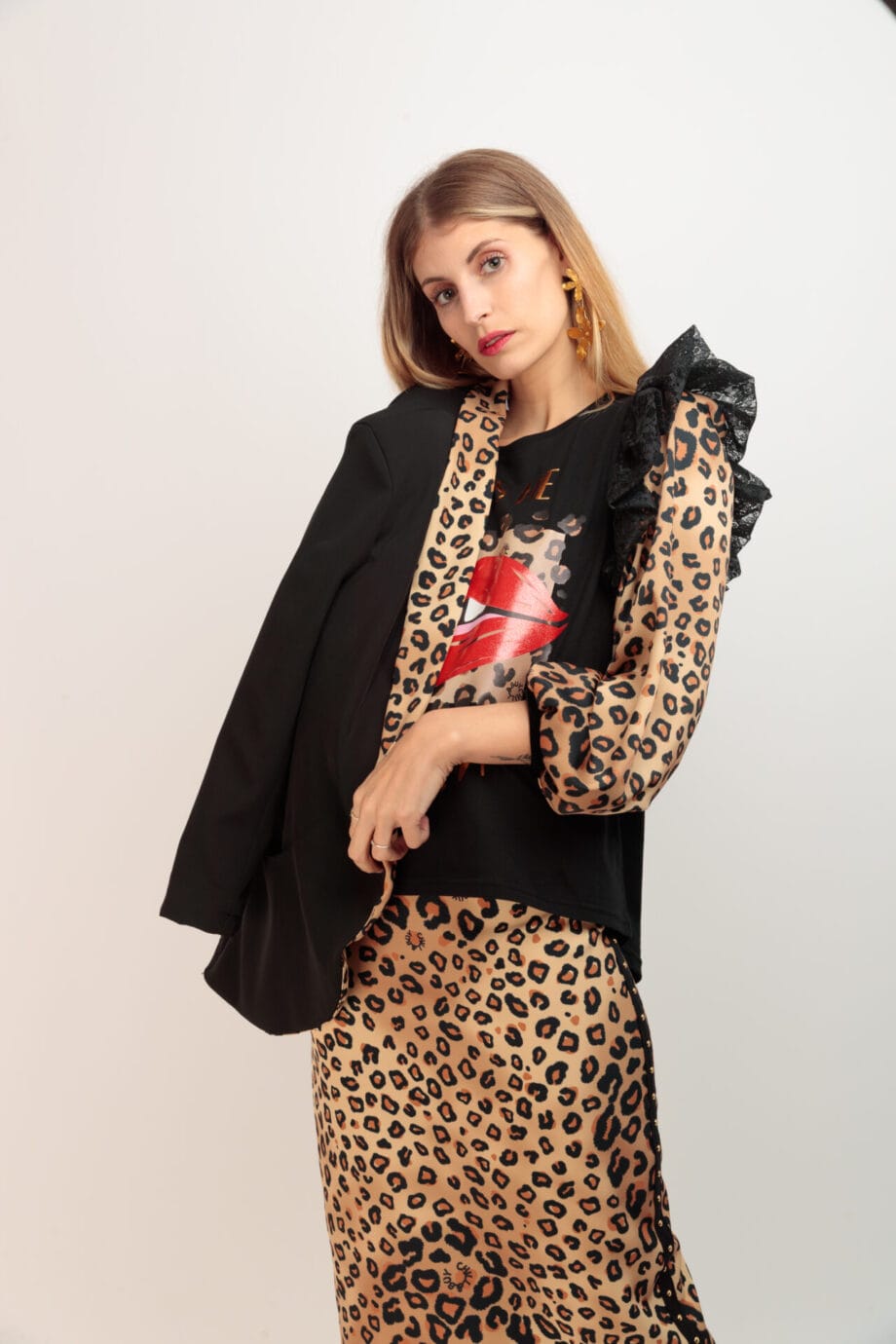 BLAZER SMOKING SOLAPA LEOPARD SIN DISENO