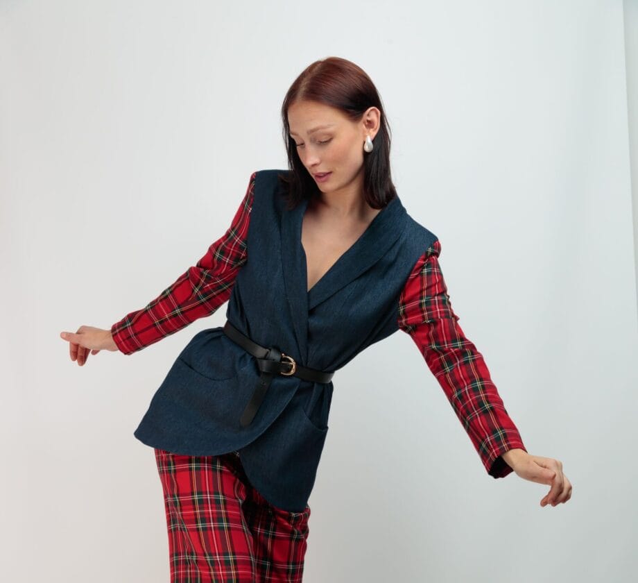 BLAZER VAQUERA MANGAS TARTAN SIN DISENO