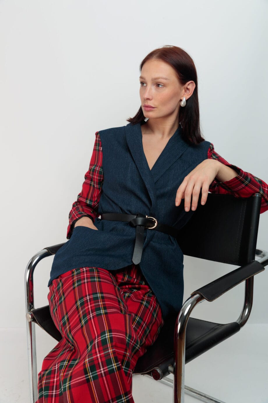 BLAZER VAQUERA MANGAS TARTAN SIN DISENO