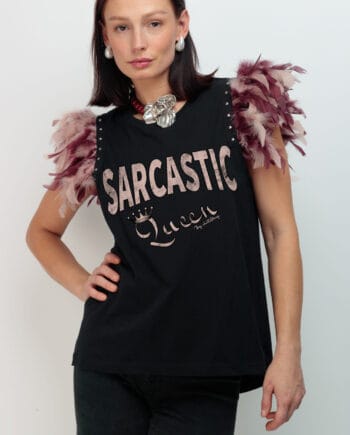 CAMISETA PLUMAS MIX SACASTIC BEIGE