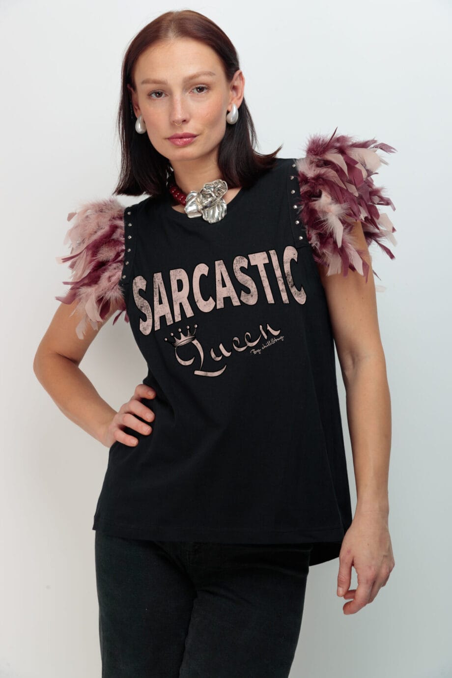 CAMISETA PLUMAS MIX SACASTIC BEIGE