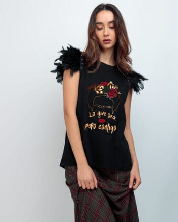 CAMISETA PLUMAS NEGRAS FRIDA DELUXE