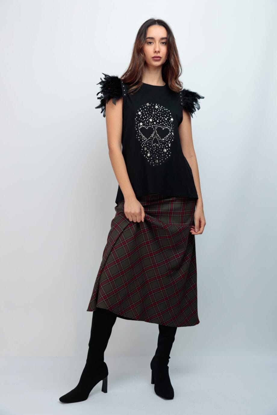 CAMISETA PLUMAS NG SKULL BRILLI