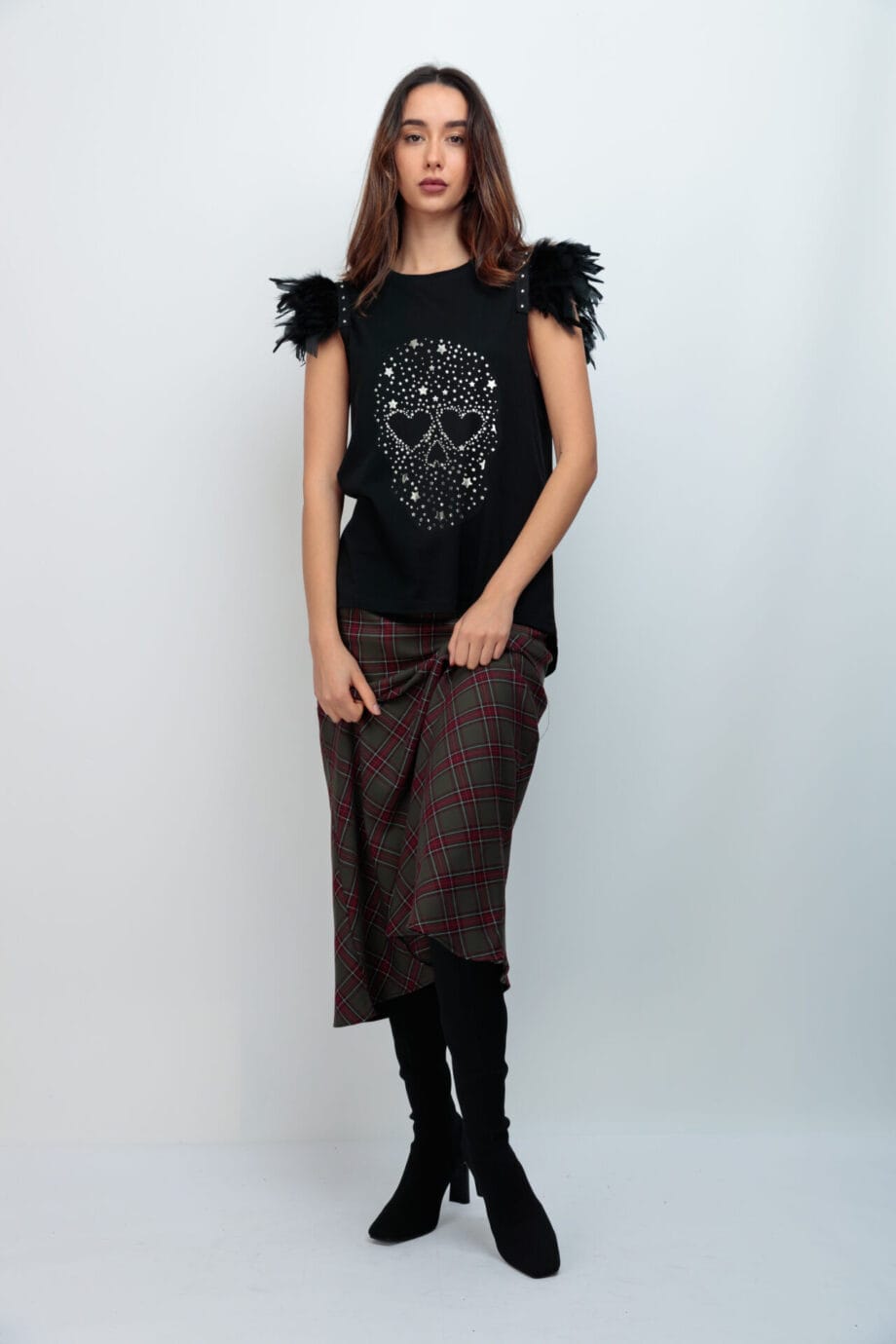 CAMISETA PLUMAS NG SKULL BRILLI