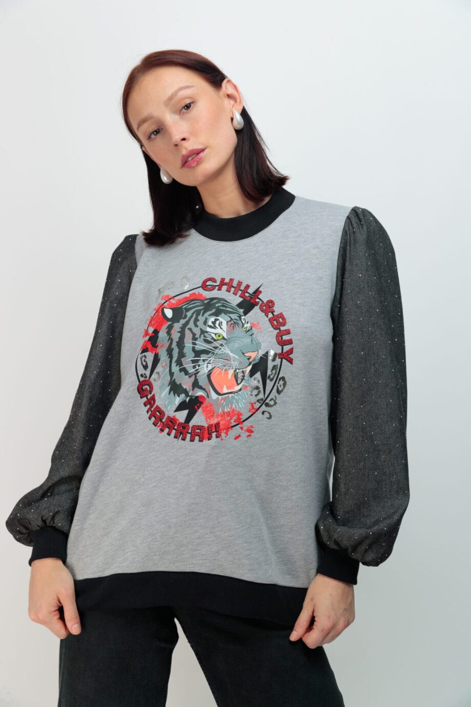 SUDADERA COMBI STRAS TIGRE GRR