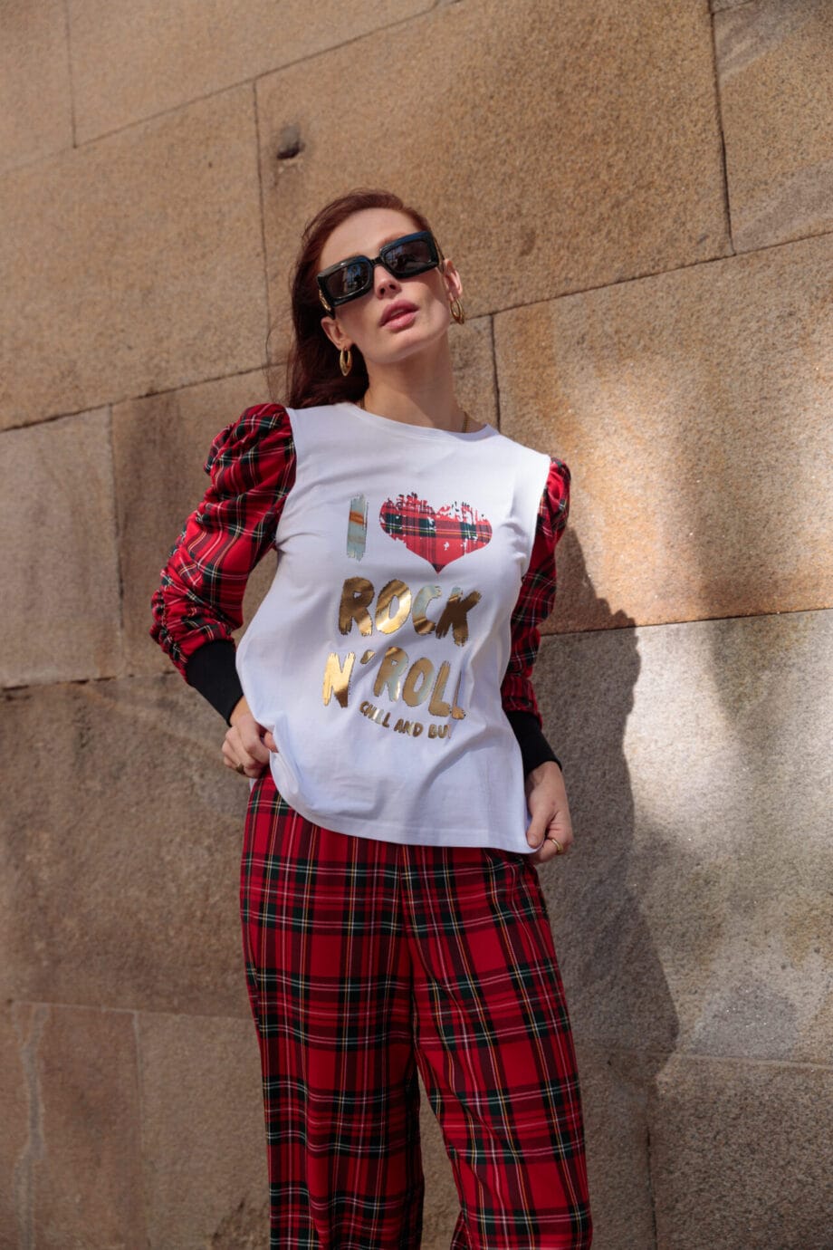 camiseta canela tartan roll