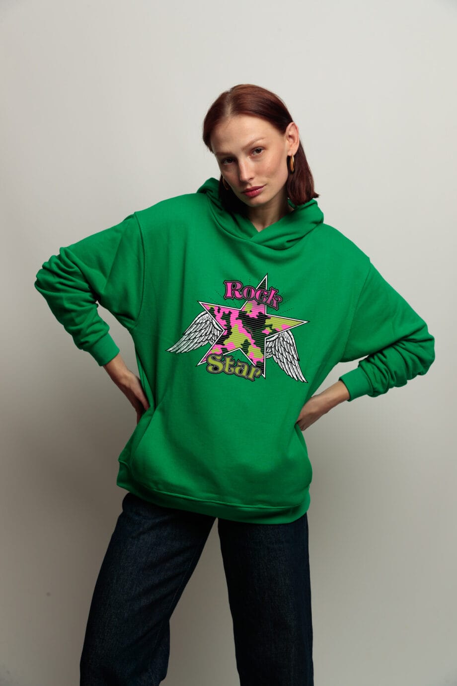 SUDADERA VERDE STAR ROCK