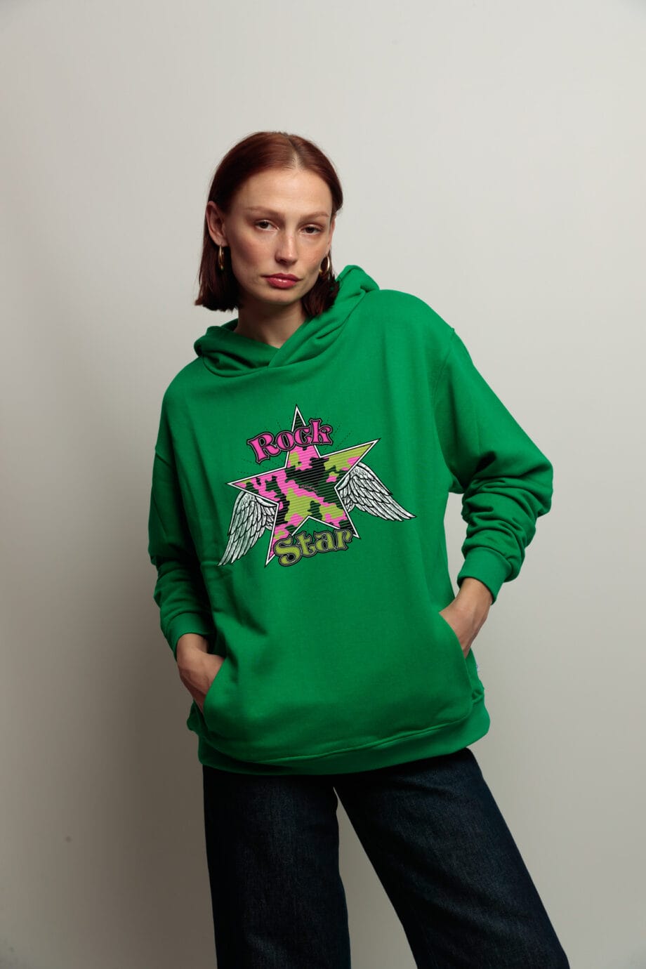 SUDADERA VERDE STAR ROCK