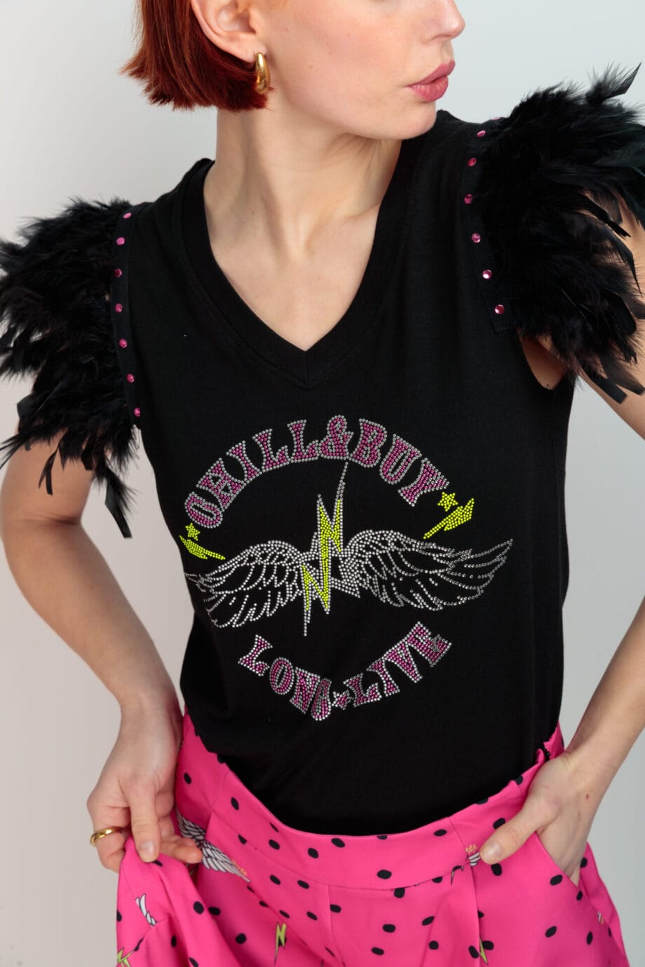 CAMI PLUMAS+TACHAS ALAS STRASS ()