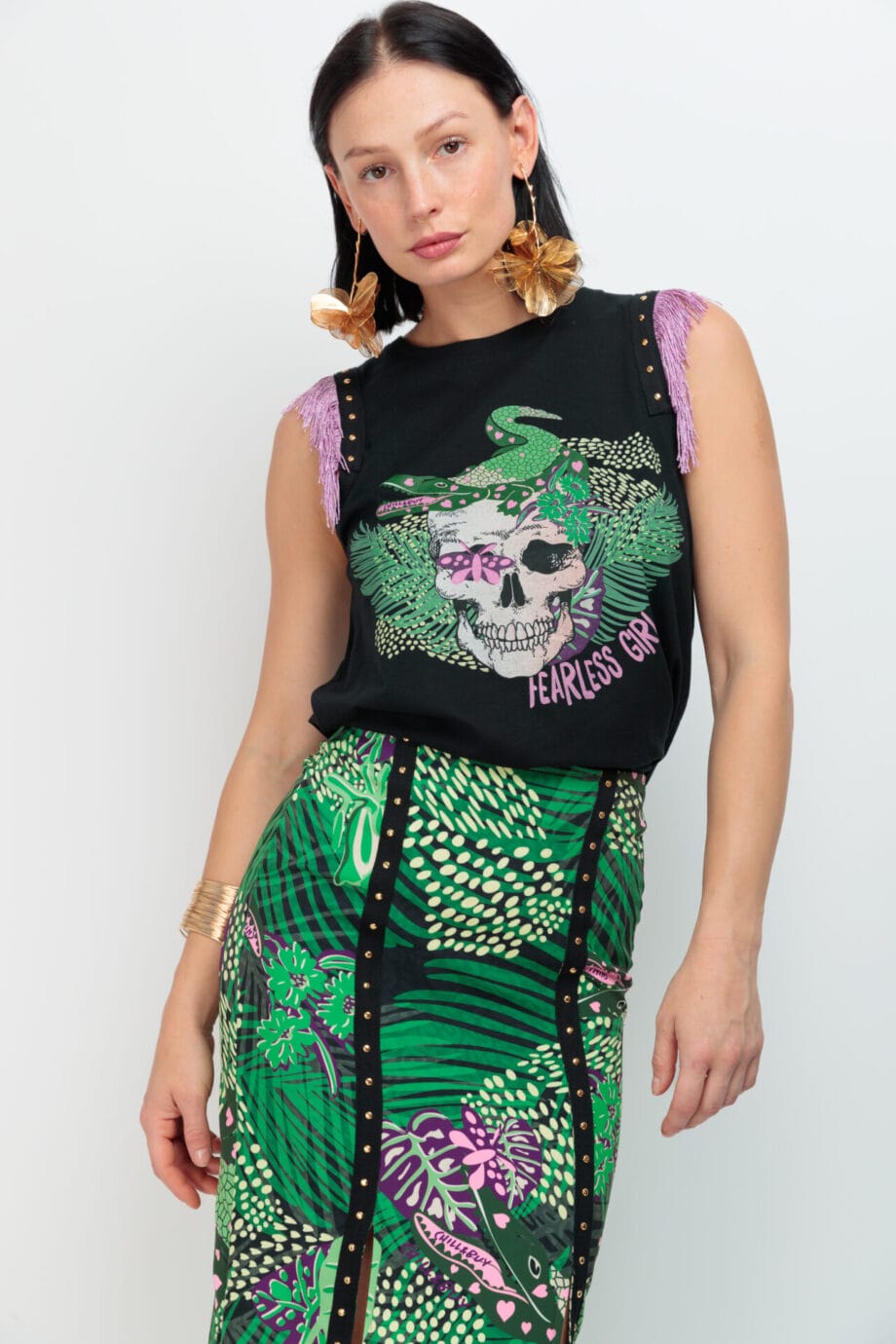 CAMISETA FLECOS+TACHAS SKULL JUNGLA ()