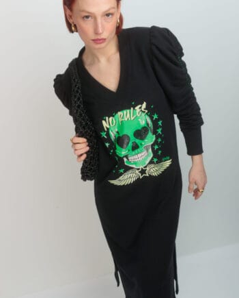 VESTIDO LARGO CANELA TACHAS SKULL STAR VERDE ()