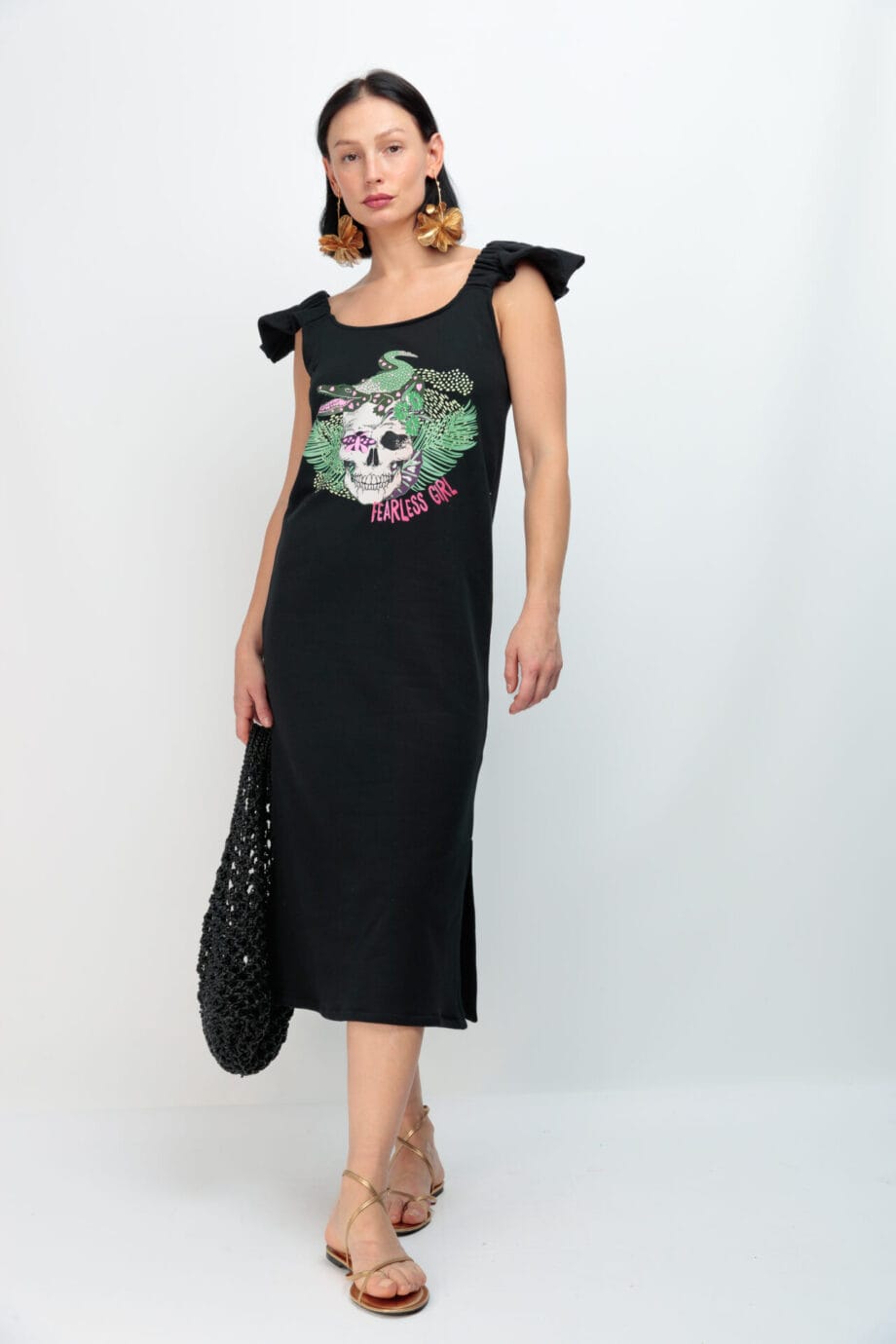 VESTIDO MINIVOLANTE NEGRO SKULL JUNGLA ()