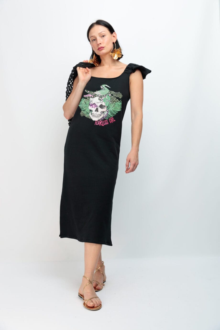 VESTIDO MINIVOLANTE NEGRO SKULL JUNGLA ()