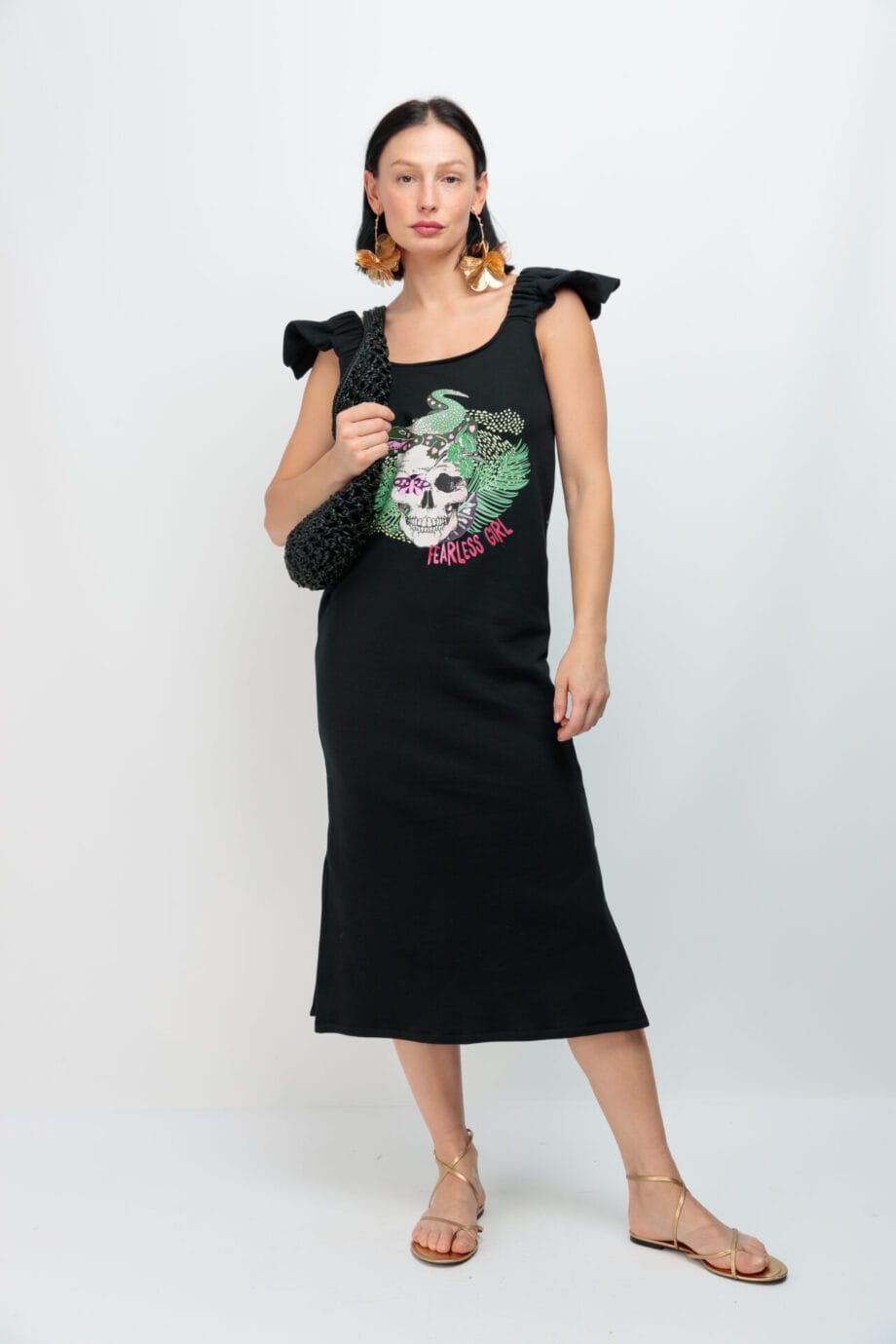 VESTIDO MINIVOLANTE NEGRO SKULL JUNGLA ()