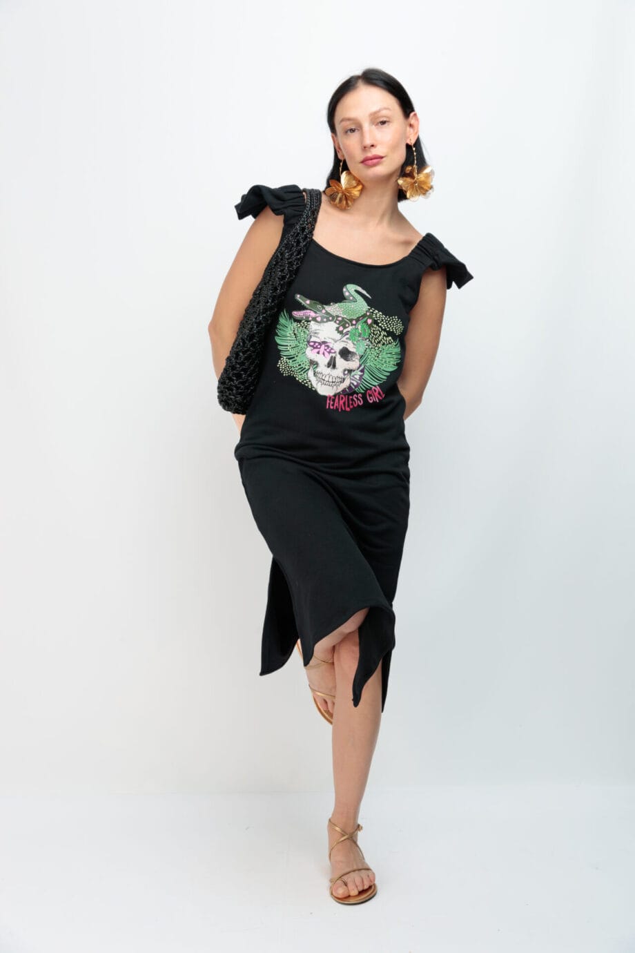 VESTIDO MINIVOLANTE NEGRO SKULL JUNGLA ()