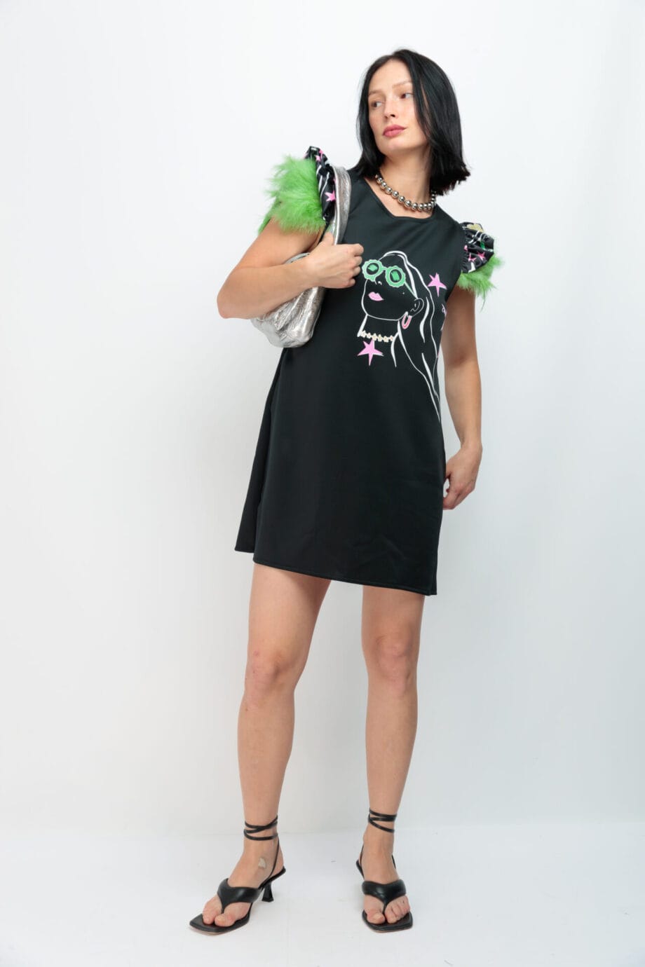 VESTIDO VOLANTE+PLUMAS HOLLYWOD ()